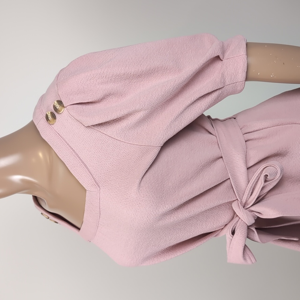 Current Air Barnette Top Tie Waist Puff Sleeve Square Neck Anthropologie Pink - Picture 5 of 11